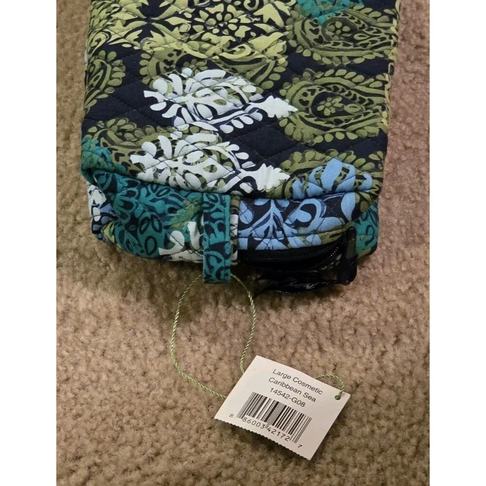 Vera Bradley Caribbean Sea Large Fabric Cosmetic Bag Zip Makeup Pouch 14542-G08